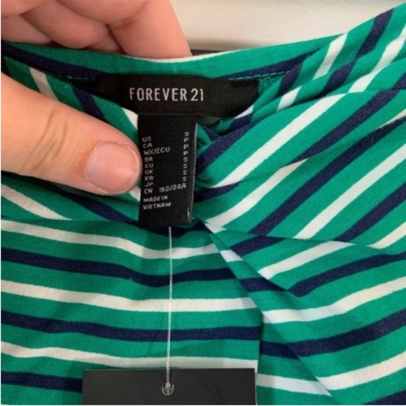 NWT FOREVER 21 S bodysuit striped with twist front - Picture 4 of 4